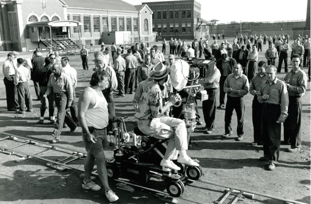 image of background actors from The Shawshank Redemption movie scene filmed at Ohio State Reformatory Mansfield, Ohio